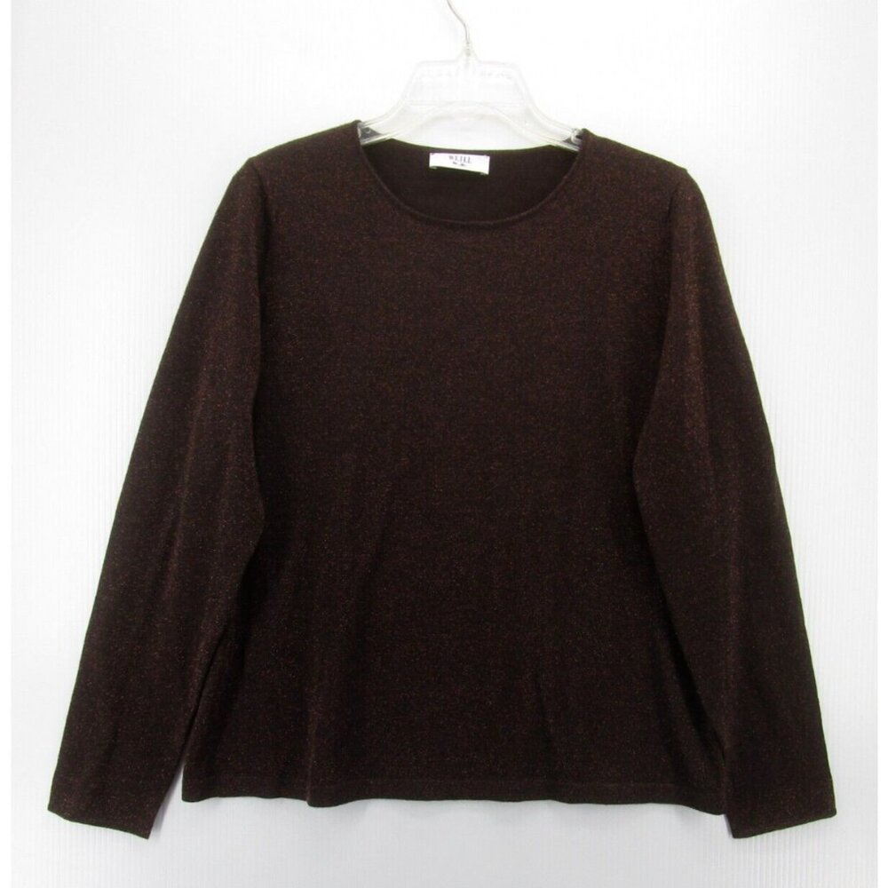 Weill Sweater Medium Wool Pullover Metallic Preppy Crewneck Casual